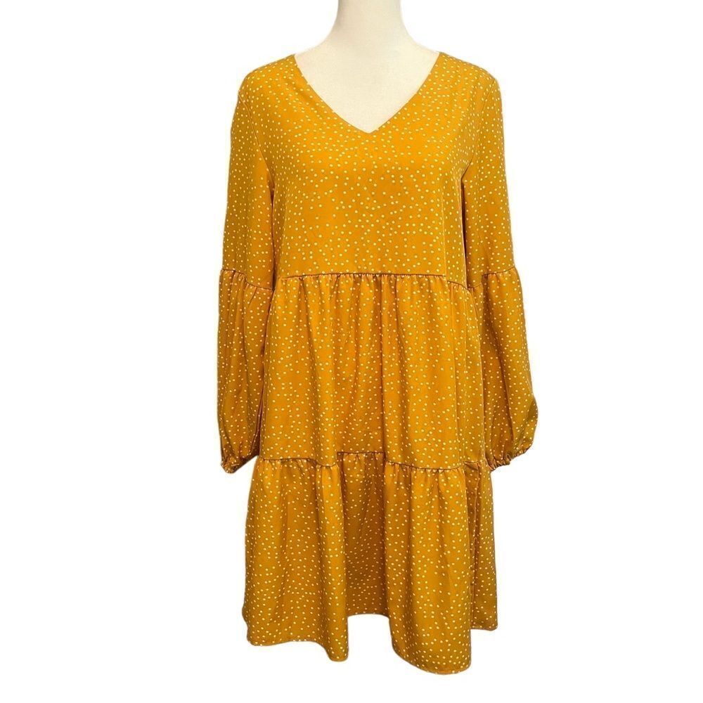 Summer Dress V Neck Dress Size Small Polka Dot Yellow​​